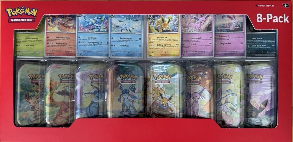 Pokémon Prismatic Evolutions Costco 8-pack Tin